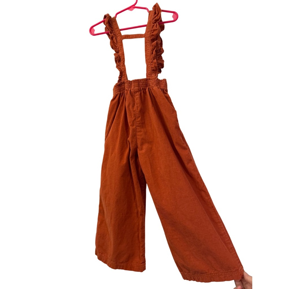 Ruffle Butts Toddler Girls Corduroy Ruffle Strap Wide Leg Pants Overalls 4T Boho